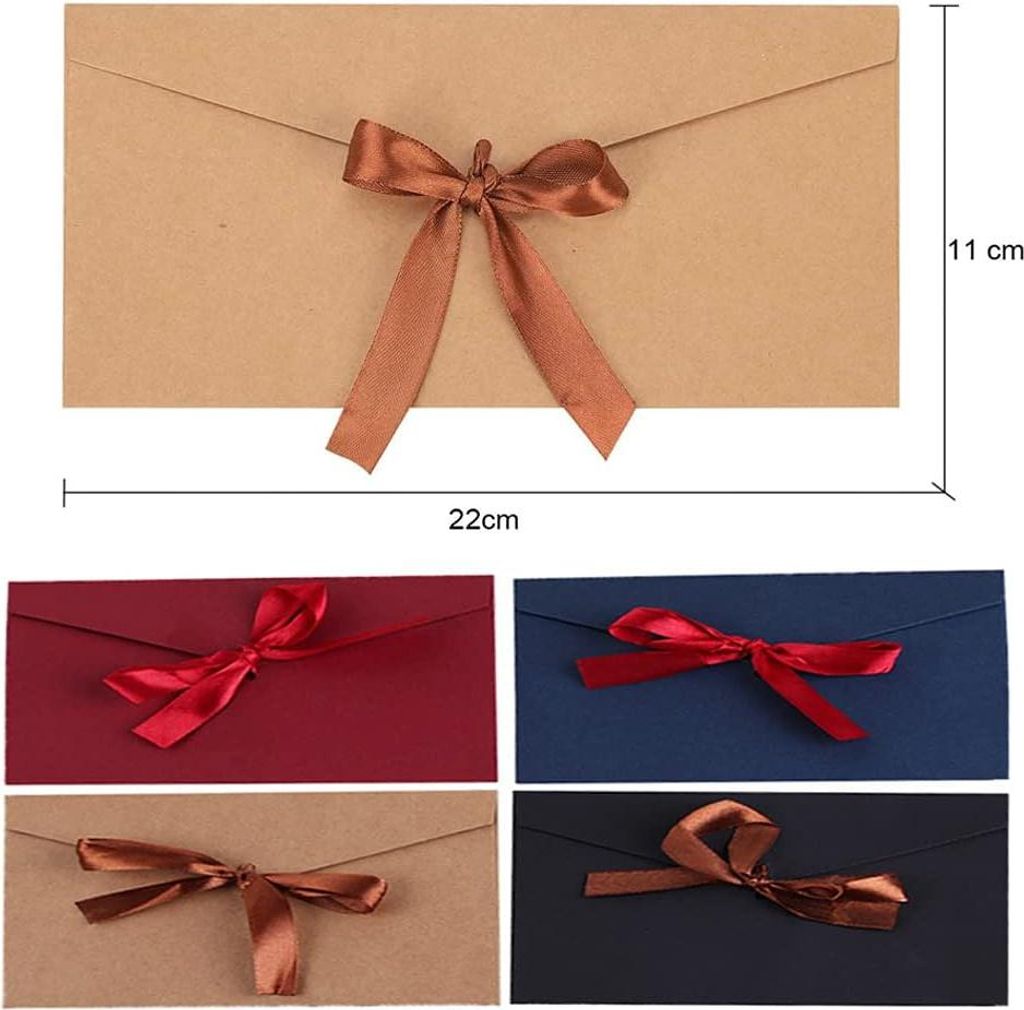 10 Stš¹ck Sch?ne Briefumschl?ge Kraftpapier Umschl?ge mit Schleife Blanko Retro Kraftpapier-leere Festliche Postkarte Umschlag fš¹r Weihnachten...
