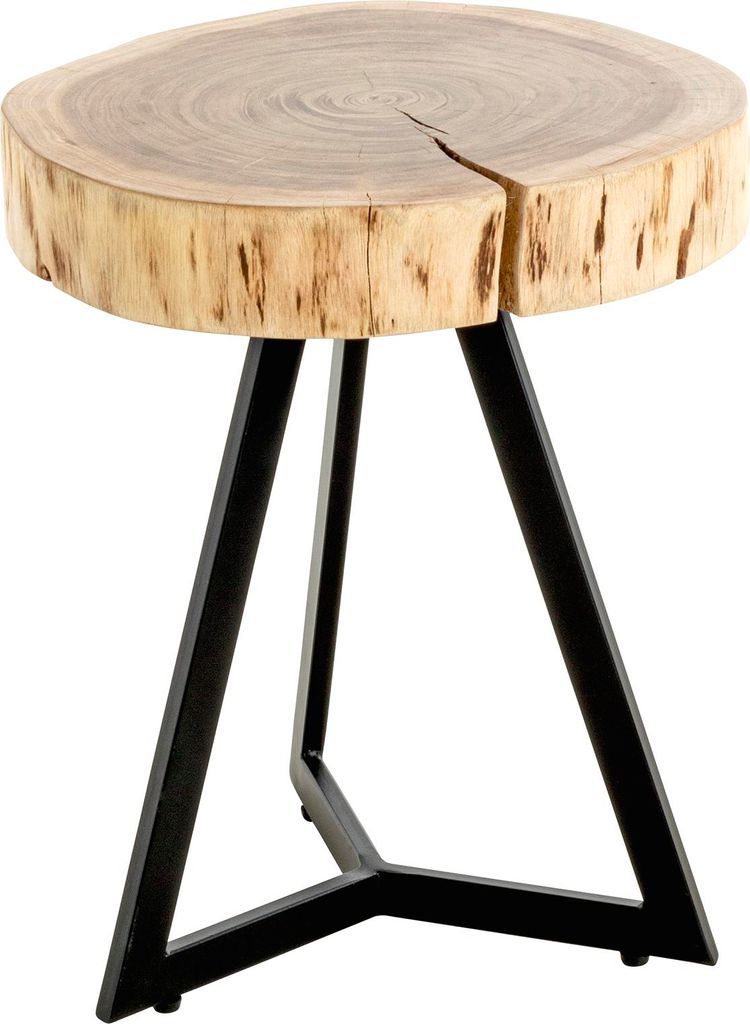 HAKU Beistelltisch akazie, schwarz - Massivholz, Metall, B/H/T: 35x43x35 cm