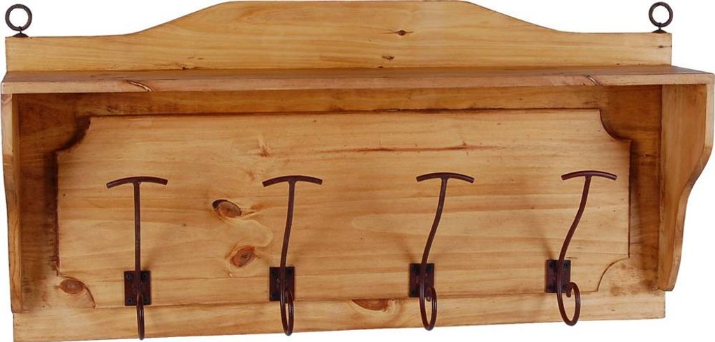 MiaMöbel Garderobenhaken Mexico Möbel 100x50x20 cm Landhausstil Massivholz Pinie Honig