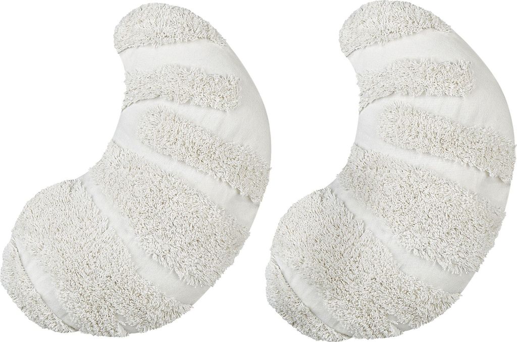 BELIANI Dekokissen 2er Set Weiß aus Baumwolle Croissant Form 40 x 25 cm für Kinderzimmer Wohnaccessoires Dekoration für Kinder