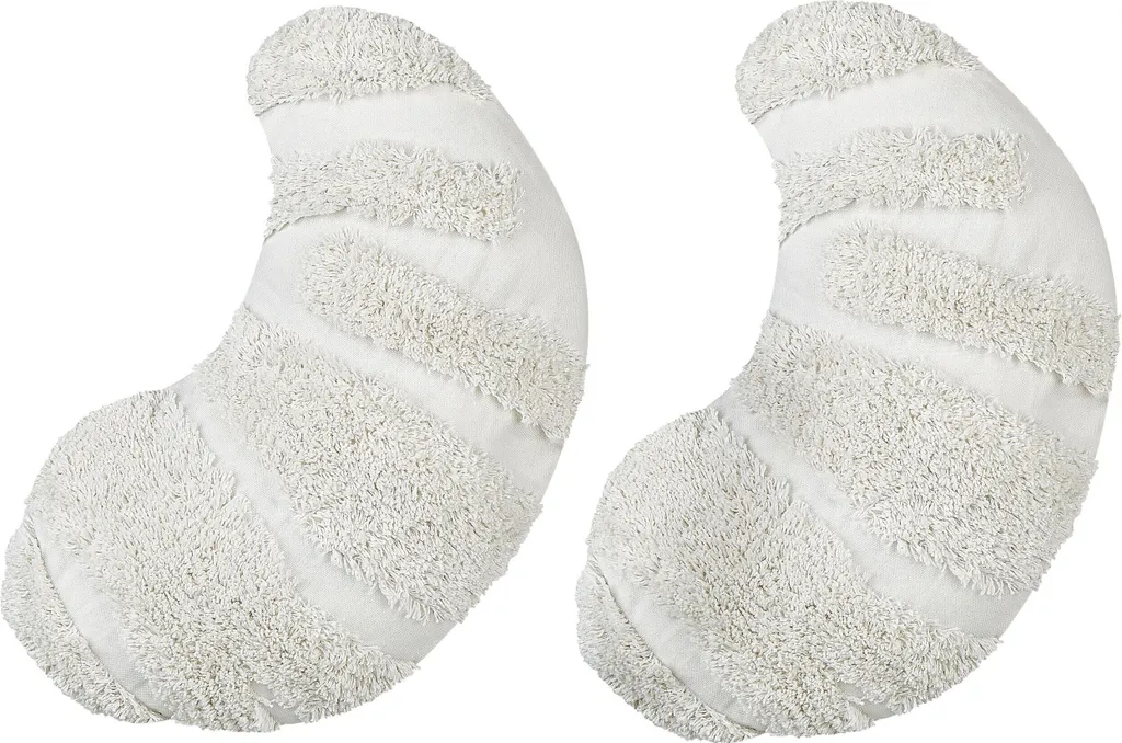 Coussin Décoratif Enfant en Coton Blanc avec Motifs Croissants de 40x25cm