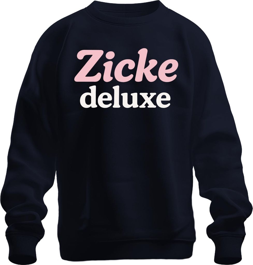 Zicke deluxe frech Spruch Frauen Damen Geschenk rosa Pastell Uni Sweatshirt Pullover, Navy, L