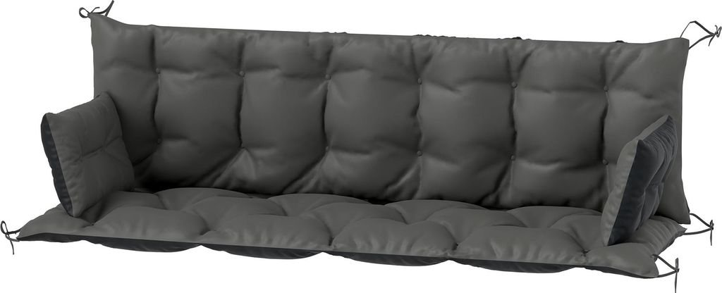 Outdoor-Kissen-Set für Bank oder Hollywoodschaukel, zweifarbig, Polyester, Schaumstoff, 180 x 110 x 8 cm, Dunkelgrau