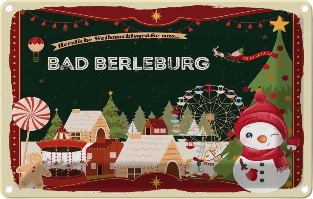 vianmo Blechschild 20x30 cm Weihnachten BAD BERLEBURG