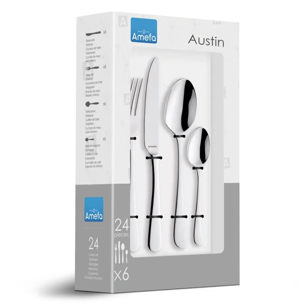 Amefa Austin Bestekset 24 Pezzi: Posate Vintage in Acciaio per 6 Persone