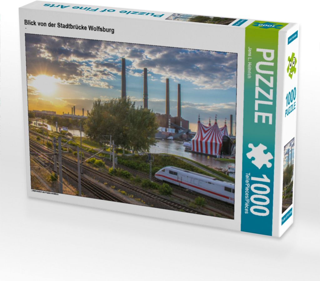 CALVENDO Puzzle Blick von der Stadtbrücke Wolfsburg | 1000 Teile Lege-Größe 64x48cm Foto-Puzzle für glückliche Stunden