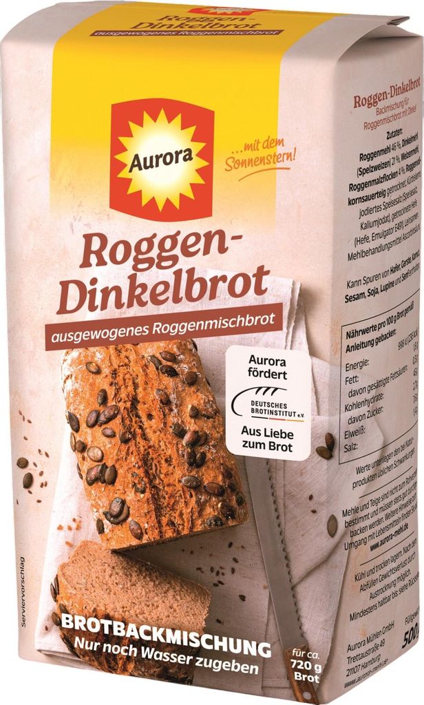 Aurora Roggen-Dinkelbrot Backmischung 500g Produktbild 
