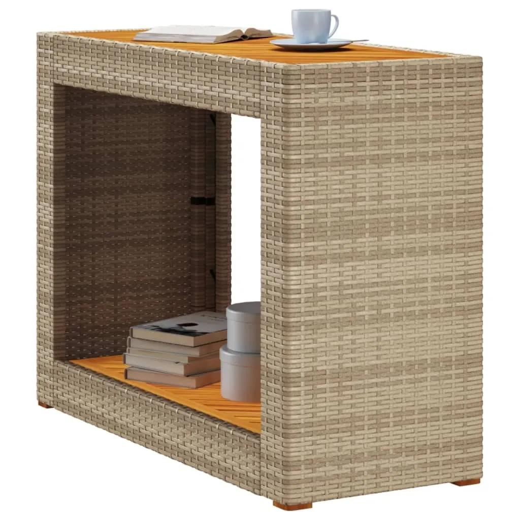 Table jardin beige polyrotin durable avec plateau bois anti-glisse - 4