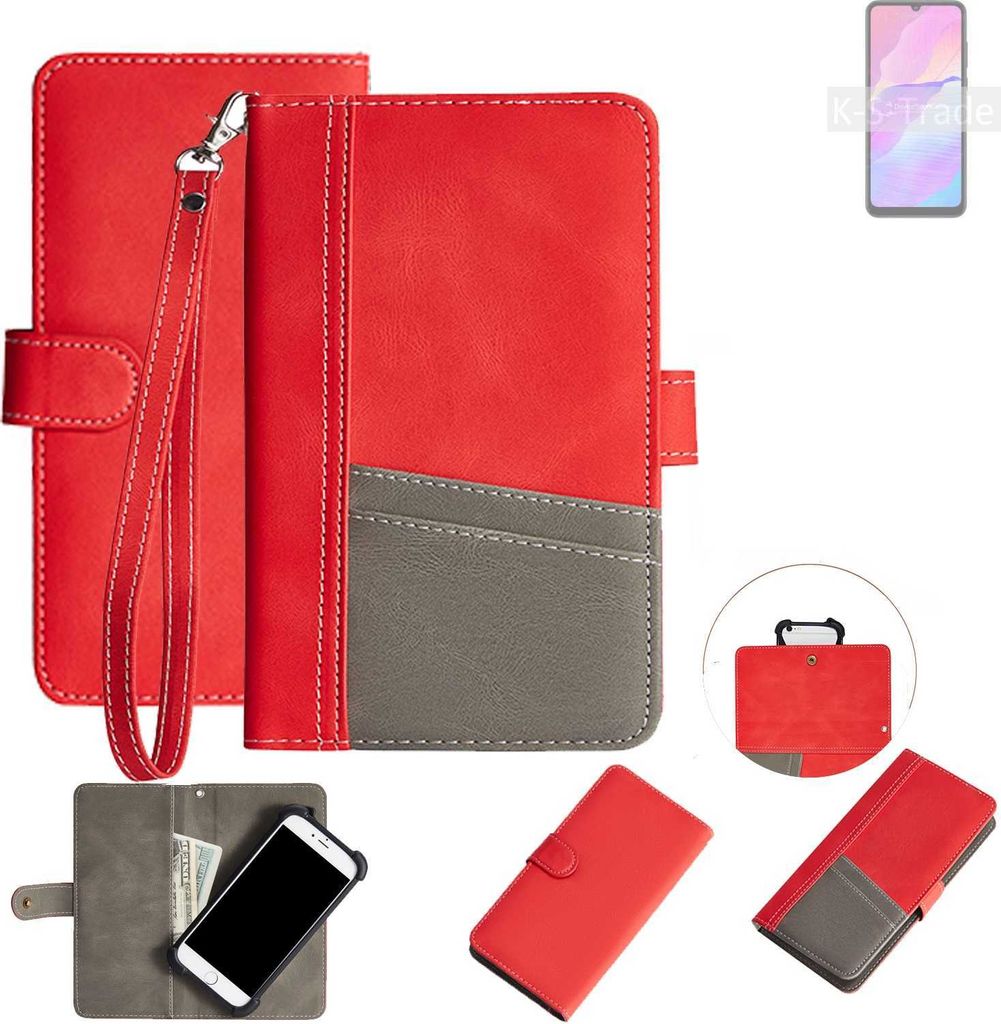 K-S-Trade Handy Schutzhülle für Huawei Enjoy 20e Hülle Portemonnee Brieftasche Klapphülle Kartenfächer Flip Wallet Case Etui
