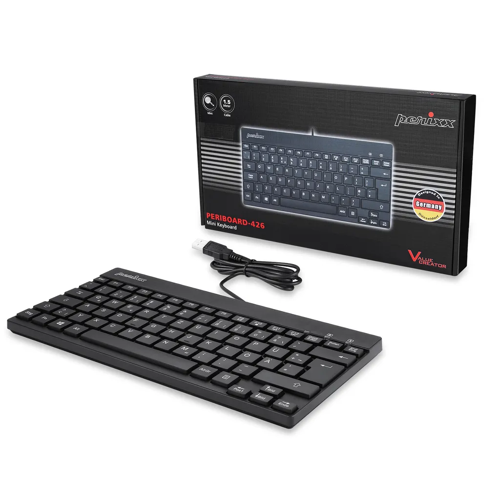 Clavier Slim Perixx PERIBOARD-426 DE Noir avec Touches Silencieuses