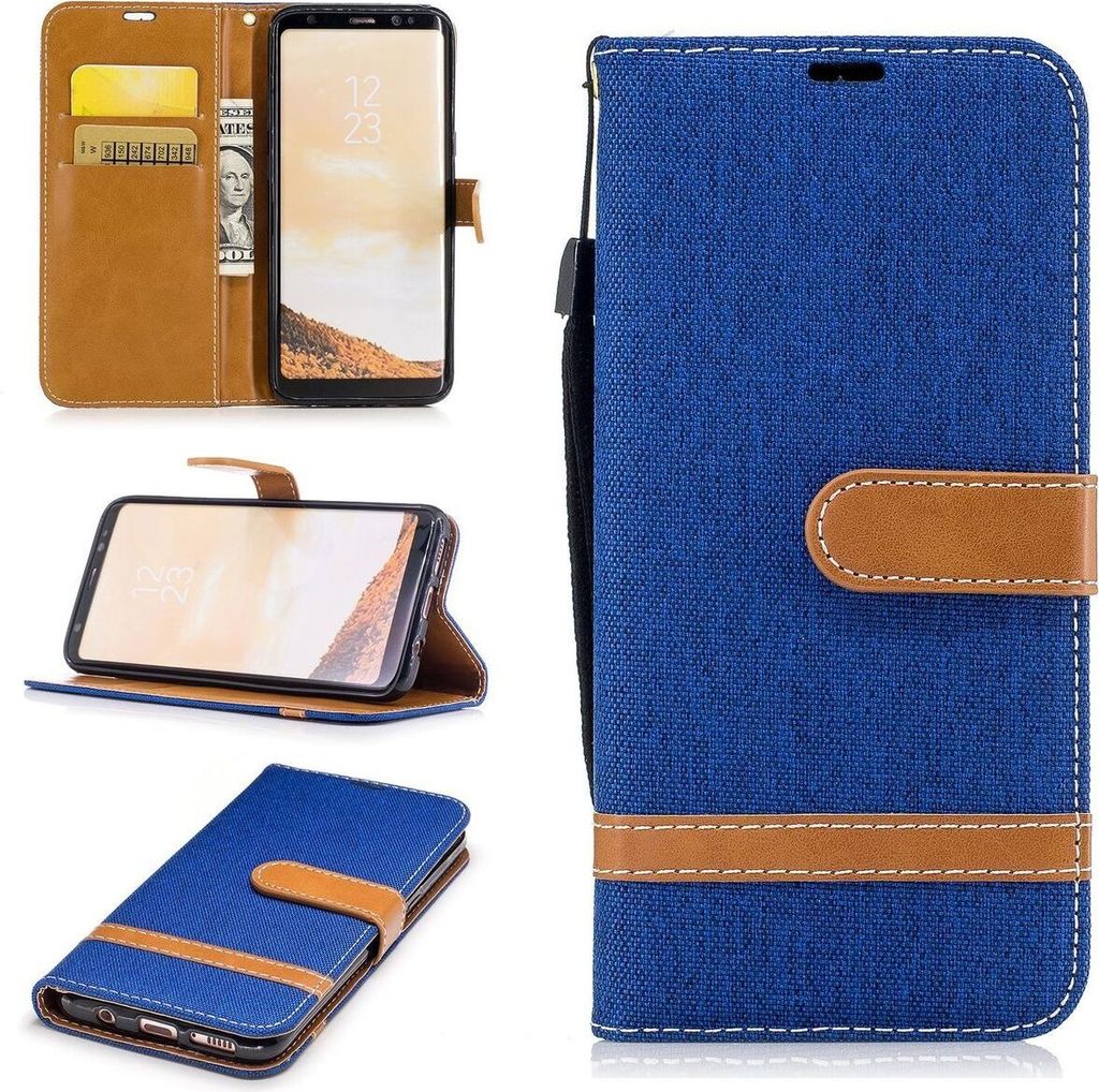 Tasche für Samsung Galaxy S8 Jeans Cover Handy Schutz Hülle Case Blau