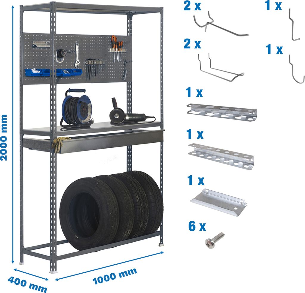 Halbbündige Metallregale PACK SIMONRACING BOX PLUS 3/400 GRAU+ 9ACCS