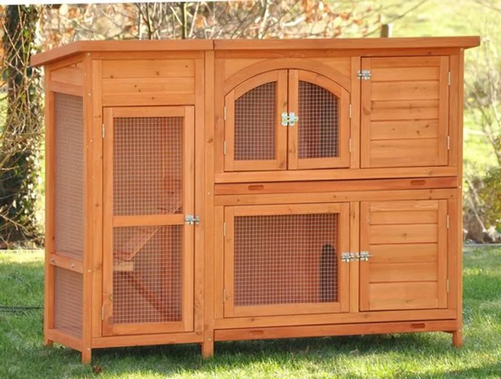 Clapier pour 2 Lapins Extérieur XXL - Enclos Jardin Spacieux 138cm