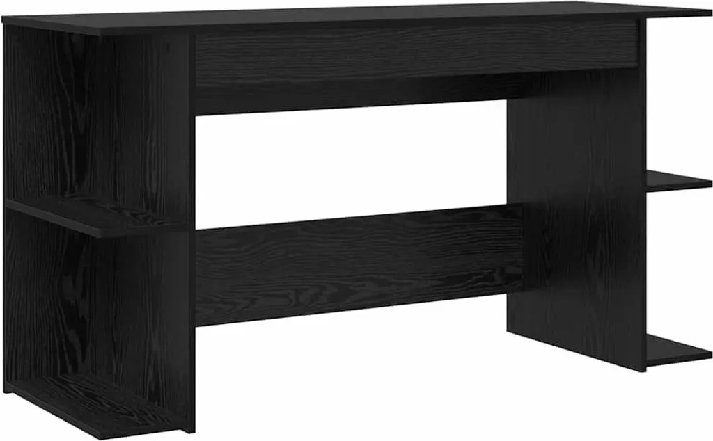 Scrivania Rovere Nero 140x50x75 cm | Scrittoio con Ripiano per Ufficio