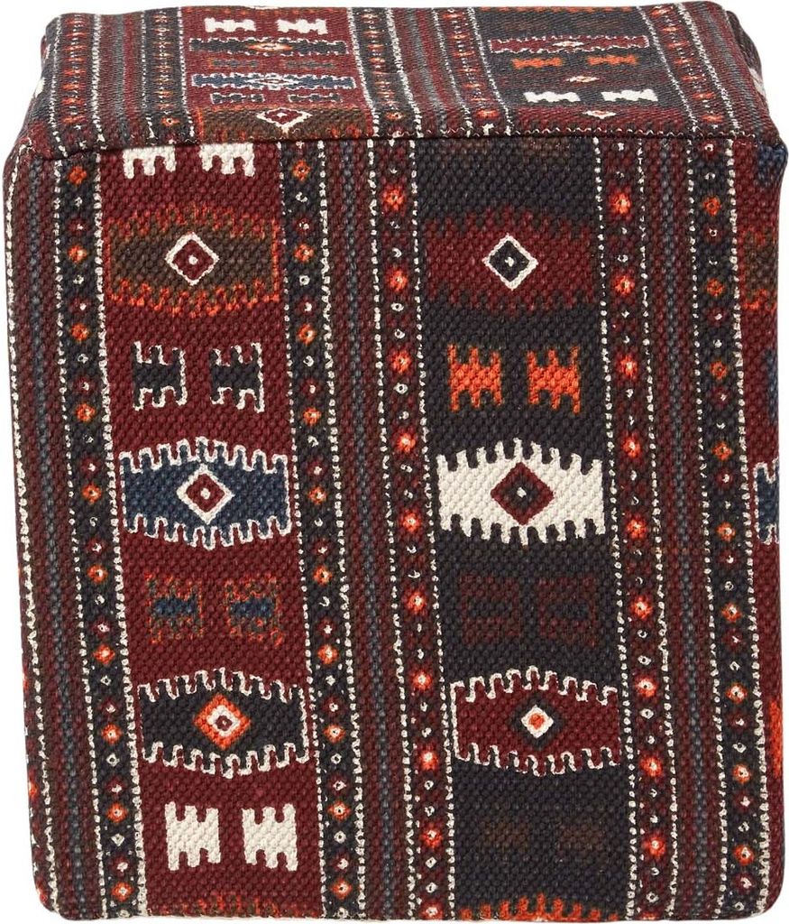 HOMESCAPES Designer Hocker Ottoman Kilim