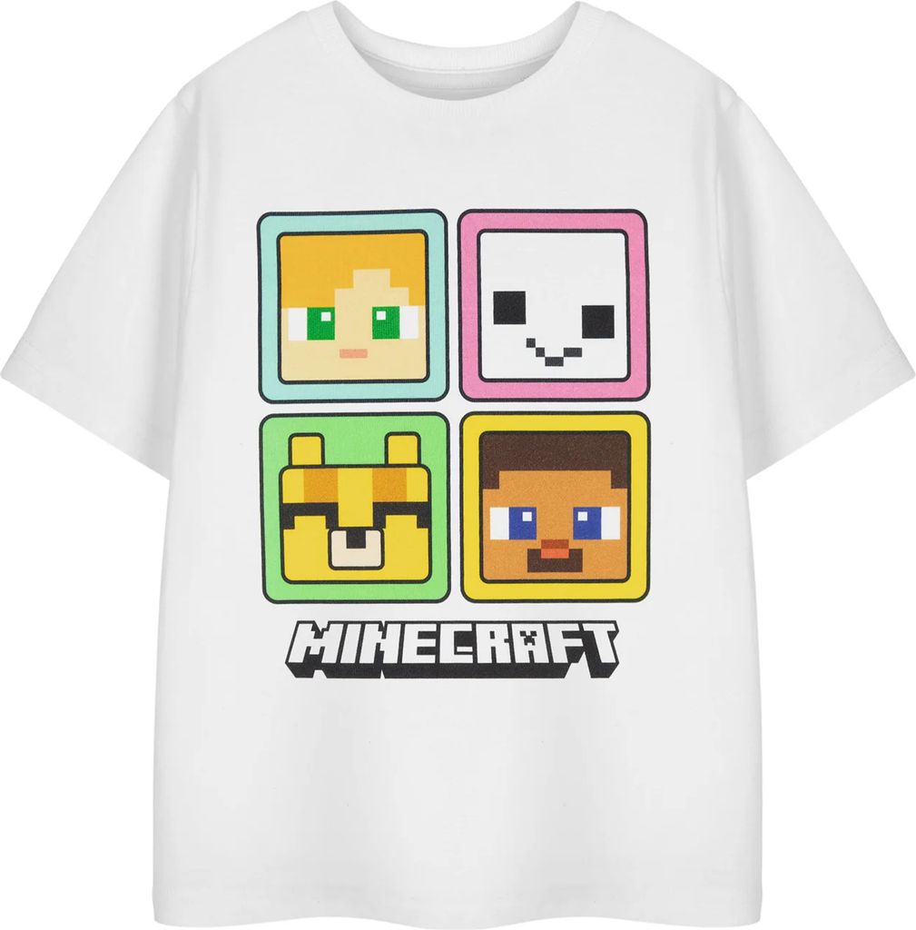 Minecraft - T-Shirt für Mädchen kurzärmlig NS8943 (116) (Weiß)