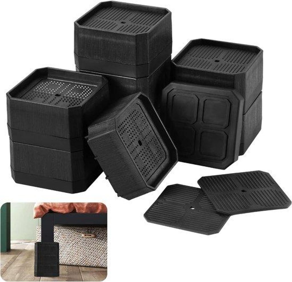 Verstelbare meubelverhogers - 8 stuks - max. 400 kg - Met stalen constructie