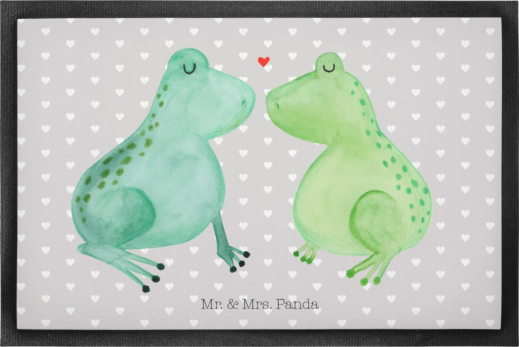 Mr. & Mrs. Panda Schmutzfangmatte Frosch Liebe 50 x 75 cm - Grau Pastell - Geschenk, Fussmatte, Eingangsteppich, Partner, Schmutzmatte, Gummimatte,...