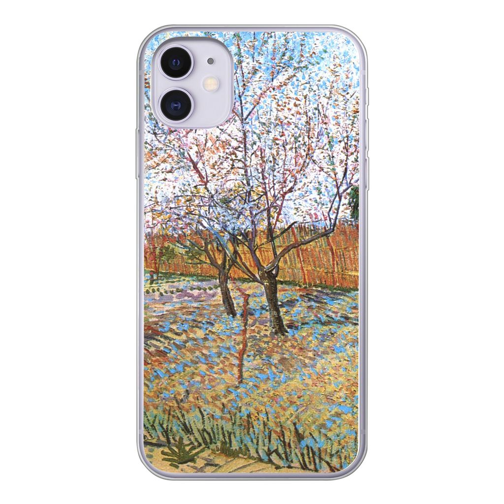 MuchoWow Handyhülle Schutzhülle Hülle für iPhone 11 Blühender Pfirsichbaum - Vincent van Gogh Silikon Softcase Handy Hülle - Handytasche