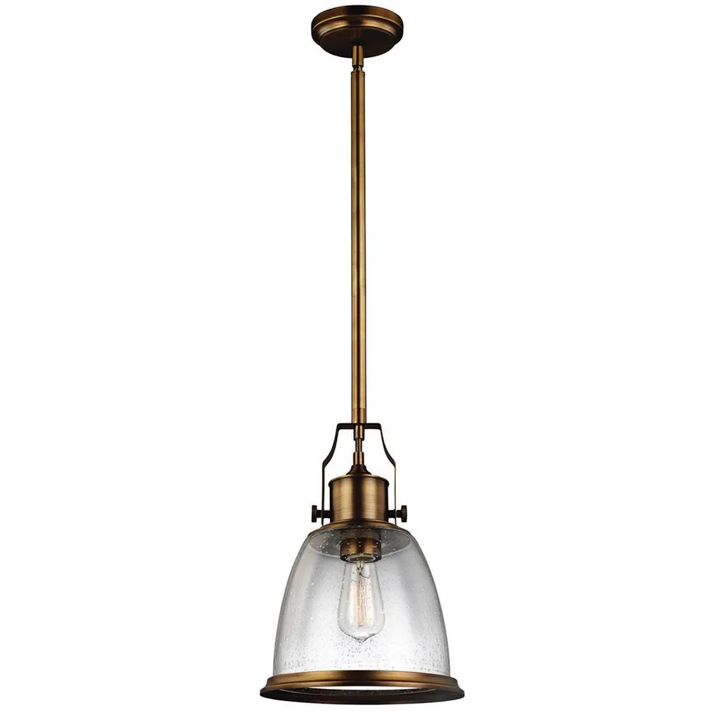 Luminaire suspendu vintage Hobson en verre et laiton antique Feiss