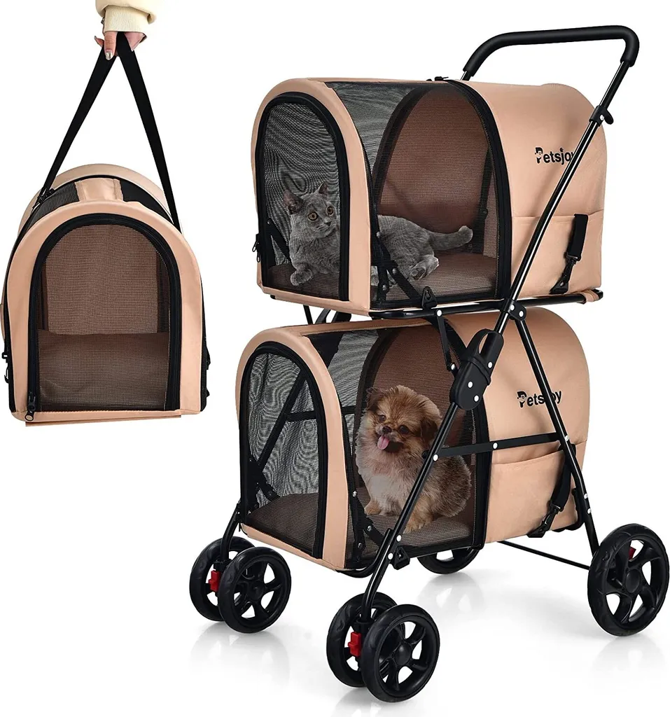 Passeggino Cani Gatti PW10010BE 16kg - Pieghevole con Mesh e Accessori
