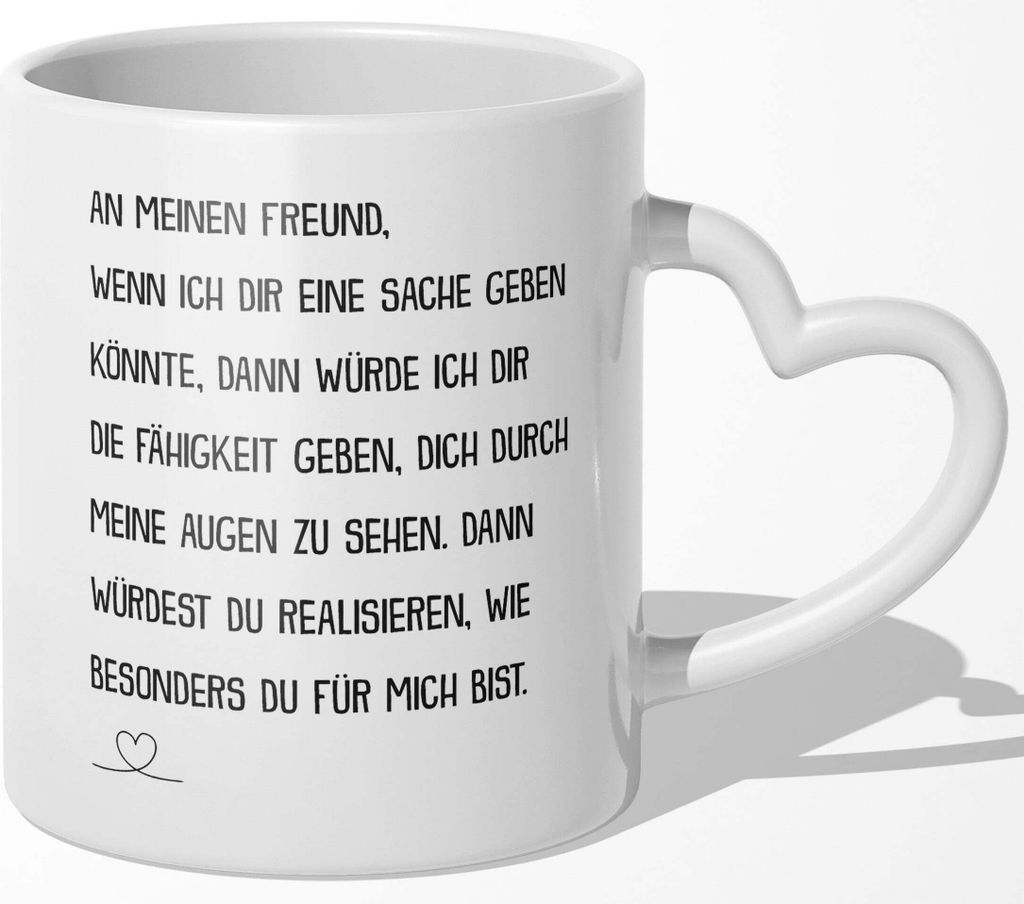 22Feels Freund Geschenk Jahrestag Tasse für Ihn Valentinstag Männer 1 Jahr Weihnachten Geburtstag Kaffeetasse Beziehung Liebe Paar (Herzhenkel We...