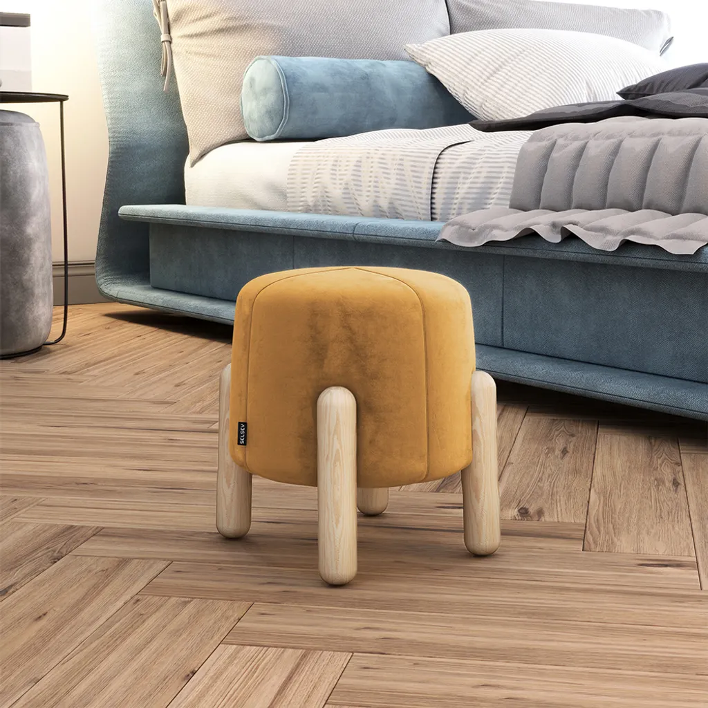 Pouf Repose-Pieds Confortable Jaune Moutarde - Finis les Pieds Las