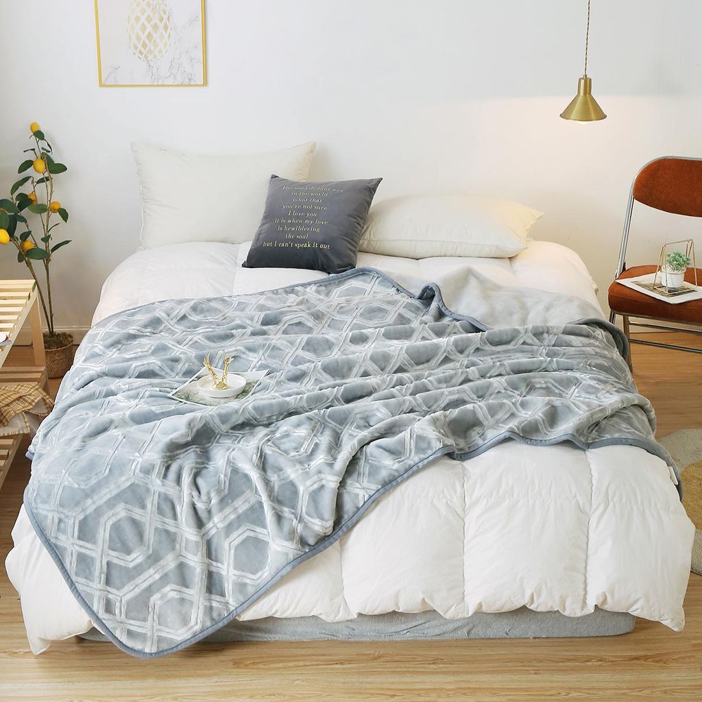 Graue, warme, dicke, weiche Tagesdecke für Bett oder Sofa, 80 x 160 cm, VITO