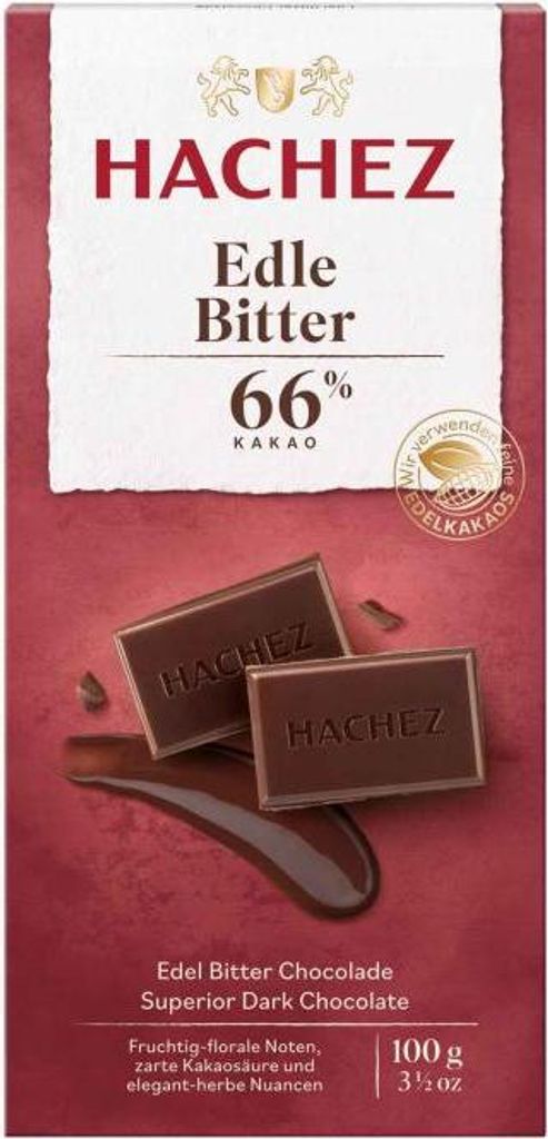Hachez Edel Bitter Chocoladetafel met een vleugje vanille, Productafbeelding 