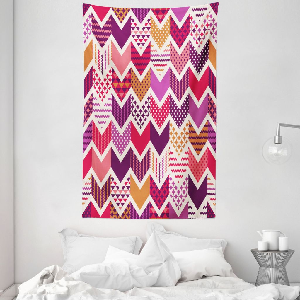 ABAKUHAUS Bunt Wandteppich und Tagesdecke, Pfeil Chevron Geometrie aus Weiches Mikrofaser Stoff Waschbar ohne Verblassen Digitaldruck, 140 x 230 cm...