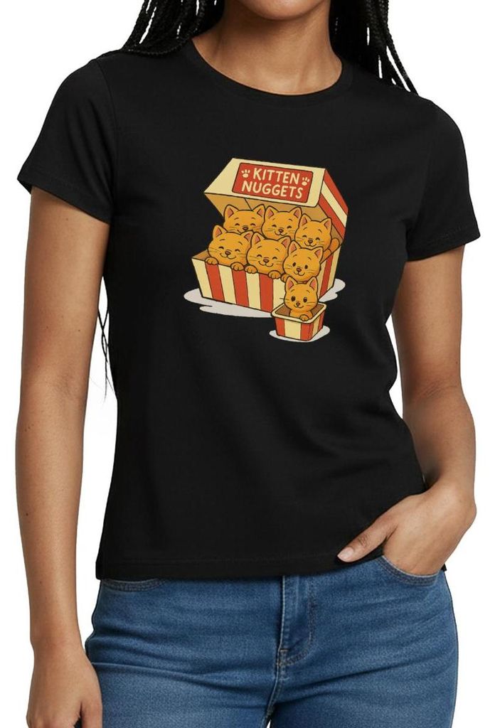 Spreadshirt Kitten Nuggets Frauen T-Shirt, M, Schwarz