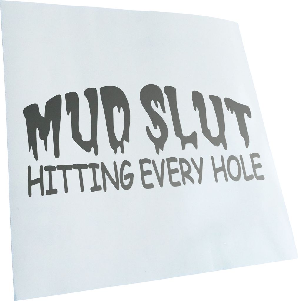 Kiwistar - Autoaufkleber - Silber - 40 x 18 cm - MUD Slut - Heckscheibenaufkleber - Aufkleber für Auto Kfz Fahrrad, LKW, Truck Mofa