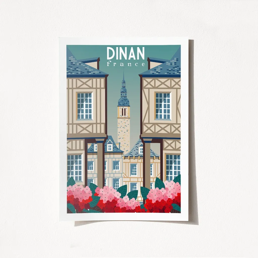 Affiche Dinan 1957 Wallity Impression Matte Satinée Format A3 30x42cm