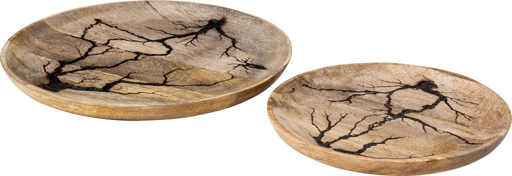2er Set Teller Holz Ø22-30cm Mango Natur Braun Muster Produktbild 