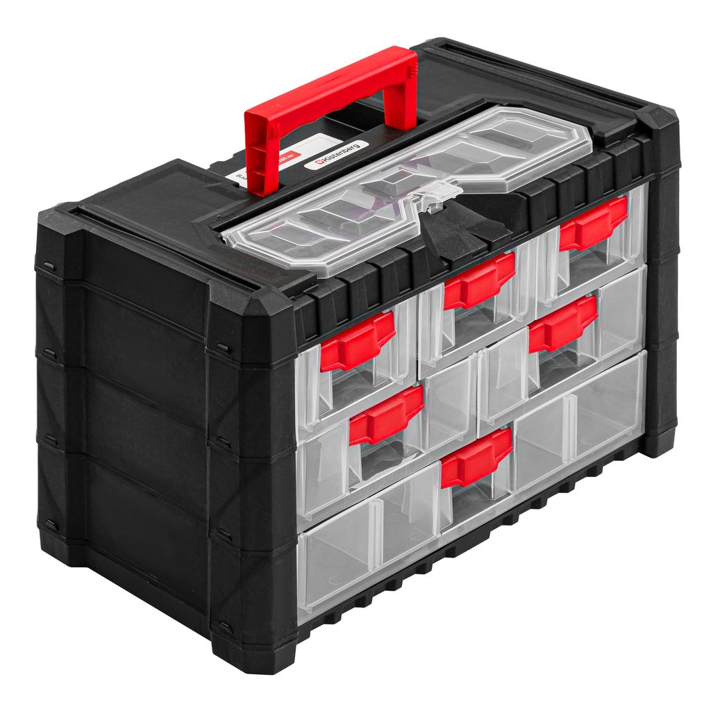 Kasten Koffer Workshop Koffer Veranstalter Schubladen Organizer Werkzeugregal das Regal Schrauben Kunststoff Schwarz Transparent 40 x 20 x 26