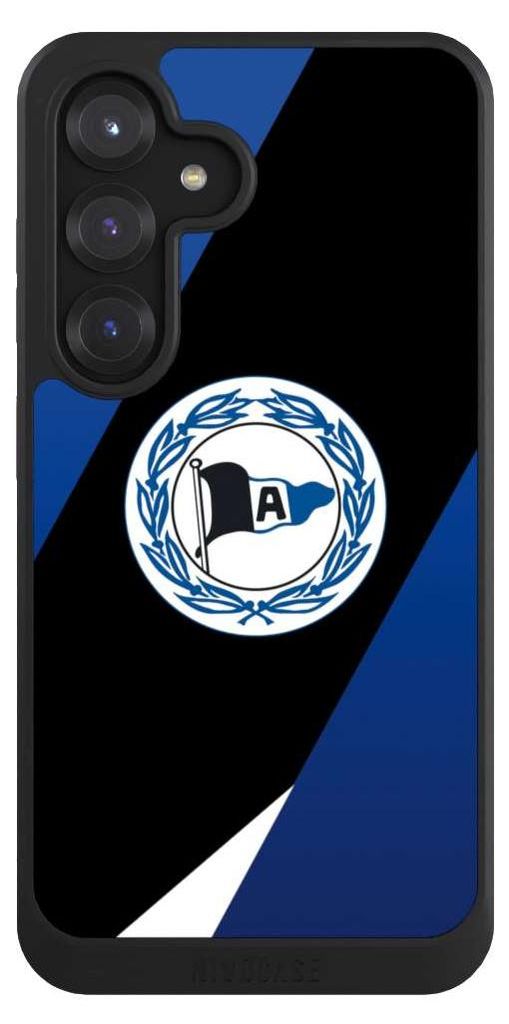 NIVOCASE Hülle für Samsung Galaxy S25 Handyhülle NIVOcore Case Schwarz Arminia Bielefeld DSC Offizielles Lizenzprodukt