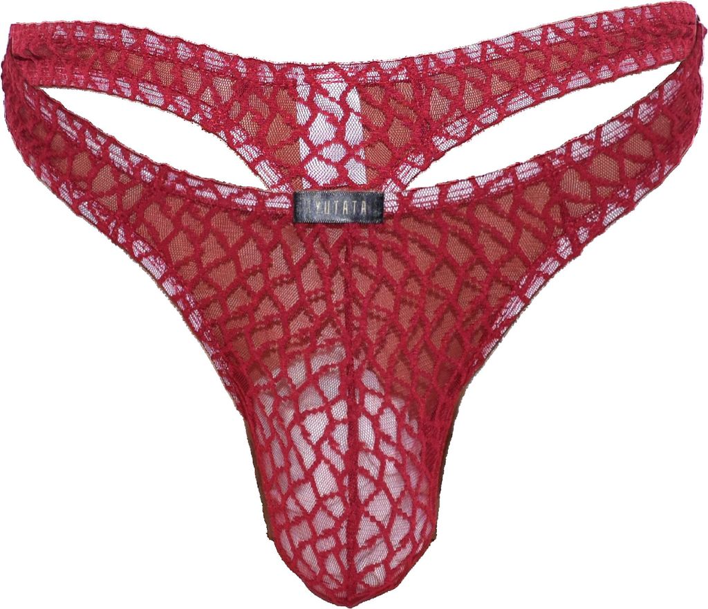 Lingerie Netzstring, transparent, 100% Polyester, Bordeaux, Produktbild 