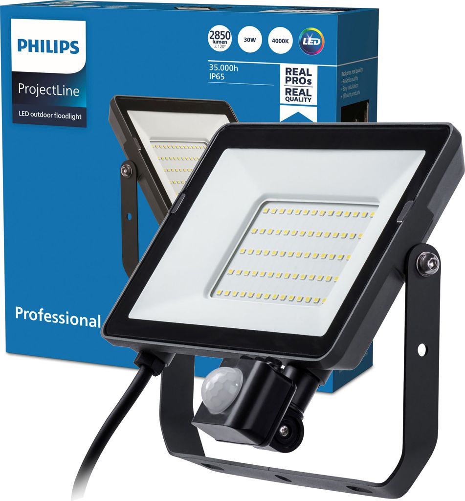 Philips Scheinwerfer, Schwarz, IP65, Metall, 30 W, LED, 4000 K