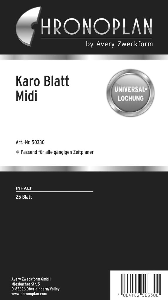 Chronoplan 50330, Karo Blatt, Midi, weiß Produktbild 