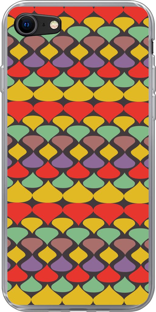 MuchoWow Handyhülle Schutzhülle Hülle für Telefoonhoesje iPhone 8 Vintage - Retro - Farben - Muster Silikon Softcase Handy Hülle - Schutzhaube