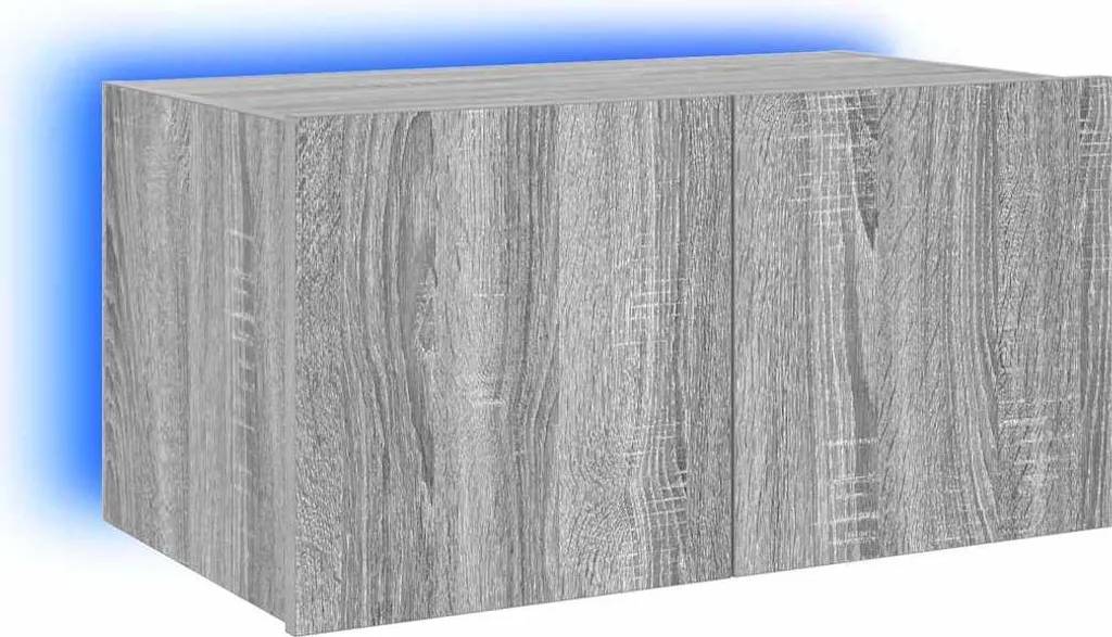 Meuble TV Mural Anti-Encombrement 60cm Gris Sonoma avec LED Intégrées