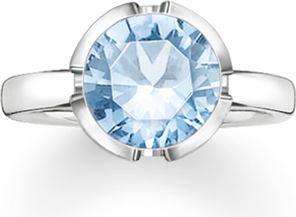 Thomas Sabo Damen Fingerring 925 Silber Silber/Hellblau TR2036-009-31, Ringgroesse:52 (16.6)