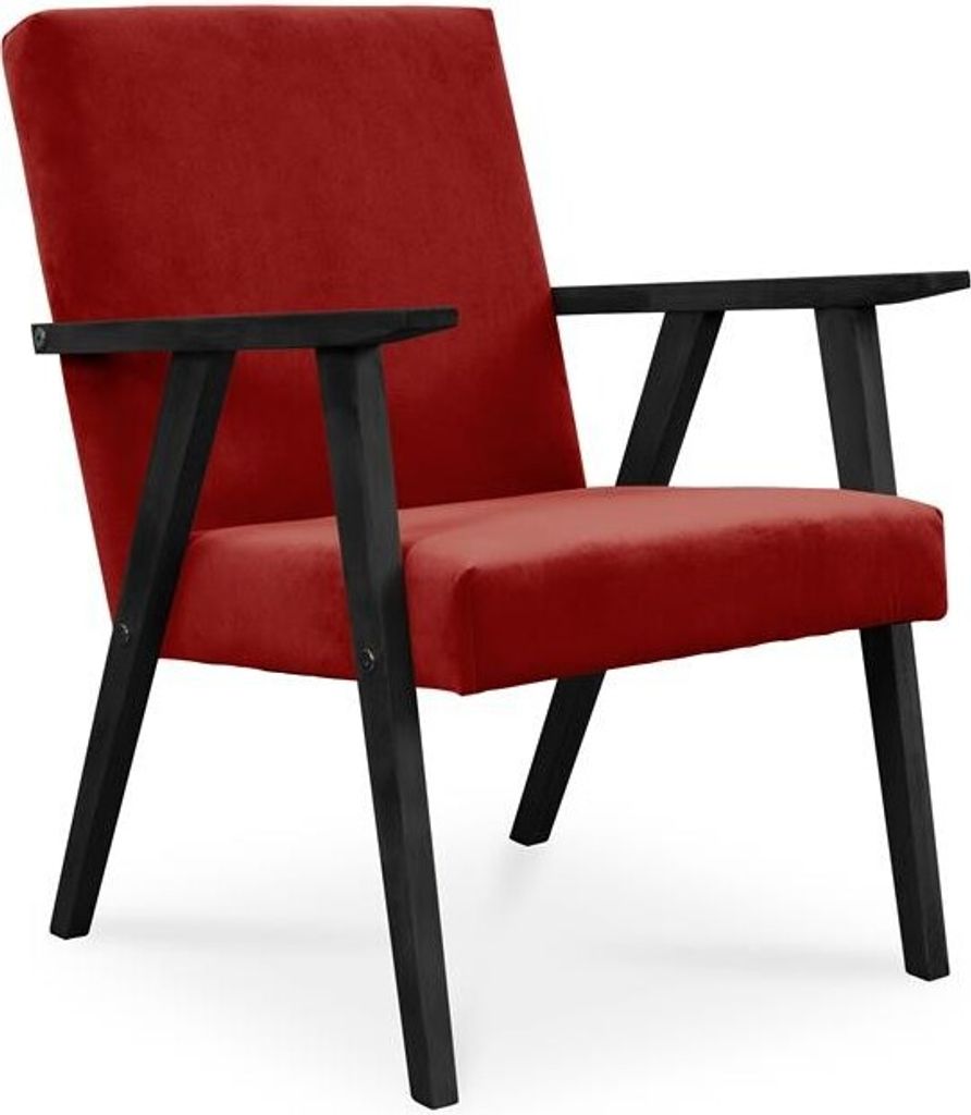 Bettso Sessel Gepolsterter Cocktailsessel LISEK Rot Beine in Schwarz