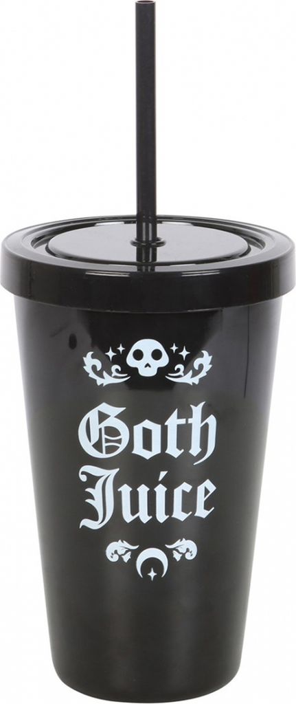";Goth Juice"; Trinkbecher mit Strohhalm schwarz-weiß