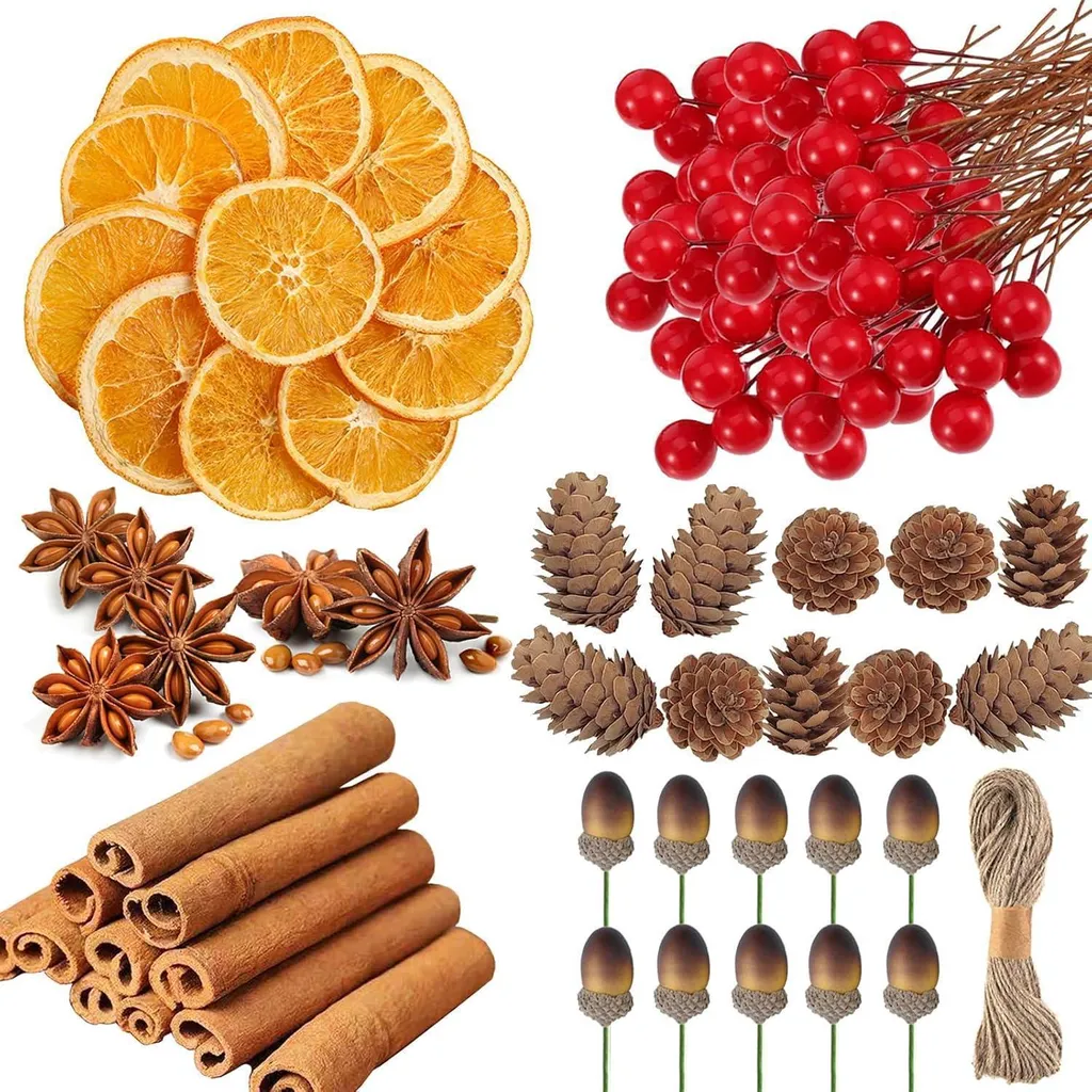 Kit décoration Noël et couronne de l'Avent DIY 255 pièces assorties