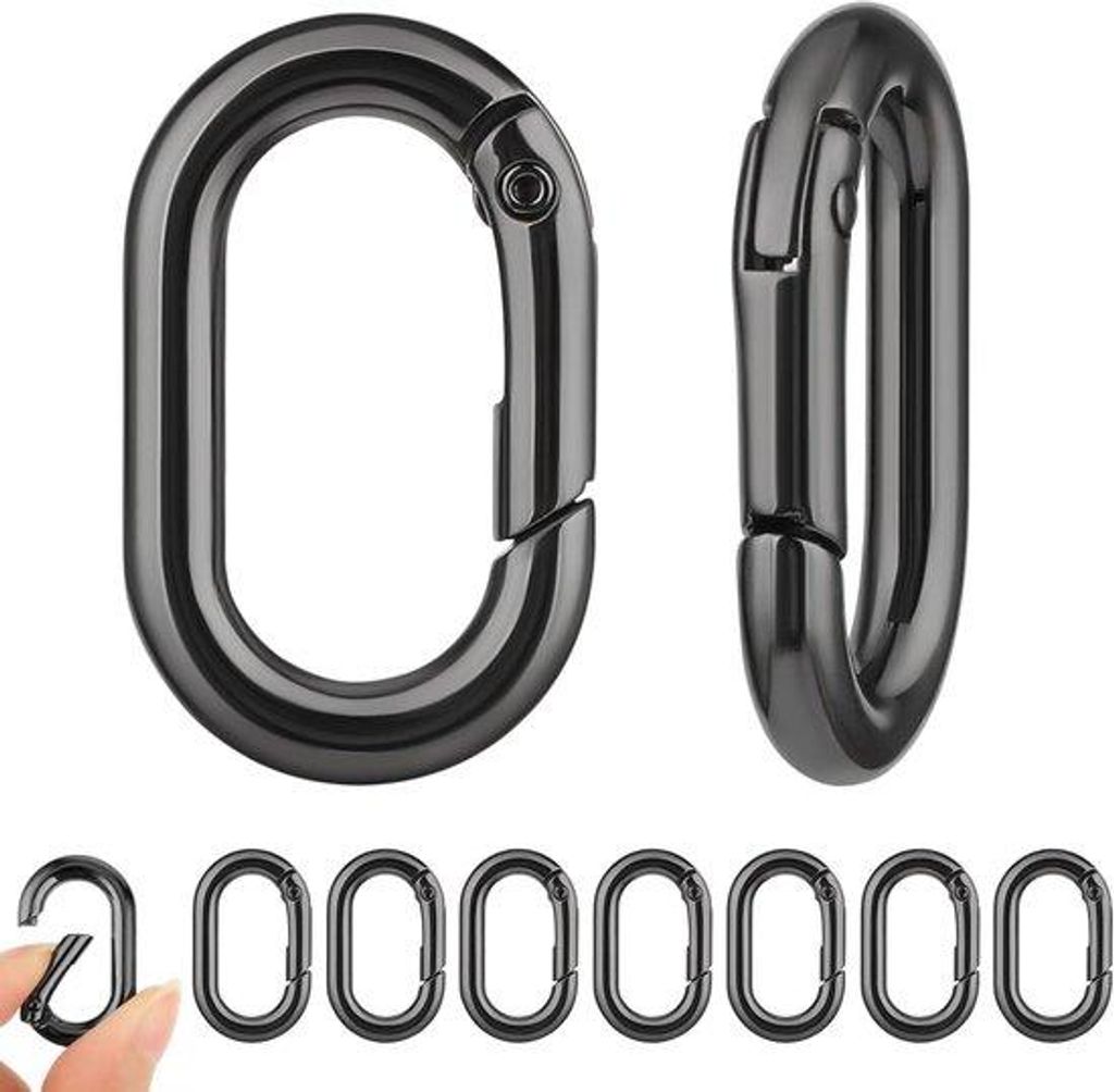 Multifunktionelle ovale Karabinerhaken - 10 Stück - schwarz - Metall