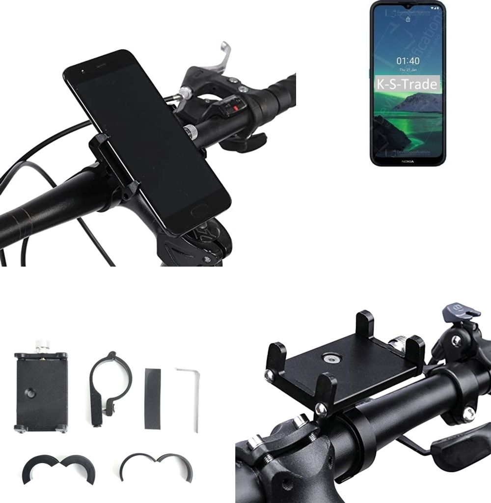 K-S-Trade Handyhalterung für das Fahrrad kompatibel mit Nokia 1.4 Halter Lenkstange Fahrradhalterung Motorrad Bike Mount Befestigung Smartphone Handy