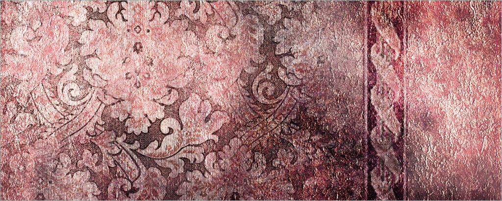 Wallario Premium Glasbild, freischwebende Optik, kräftige Farben, Größe 80 x 32 cm Motiv Schnörkelmuster in rot