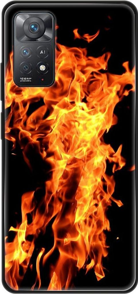 König Design Hülle kompatibel mit Xiaomi Redmi Note 11E Pro Kunststoff Soft Handyhülle - Handy Case Feuer