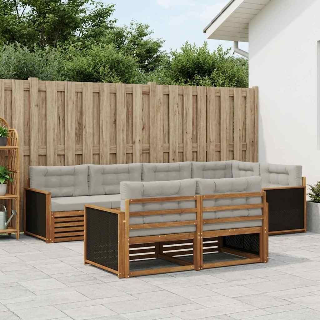 Möbel Outdoor-Sofagarnitur mit Kissen 7 pcs Natürlich und HellgrauGartensofas - Gartensofas c1324